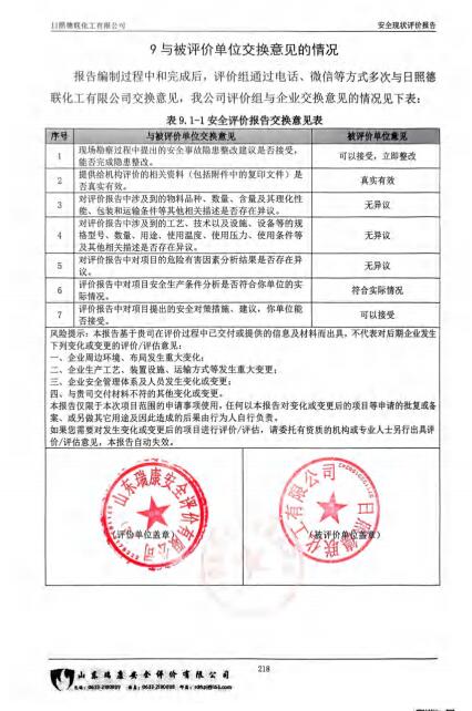 日照德联化工有限公司安全现状评价报告97